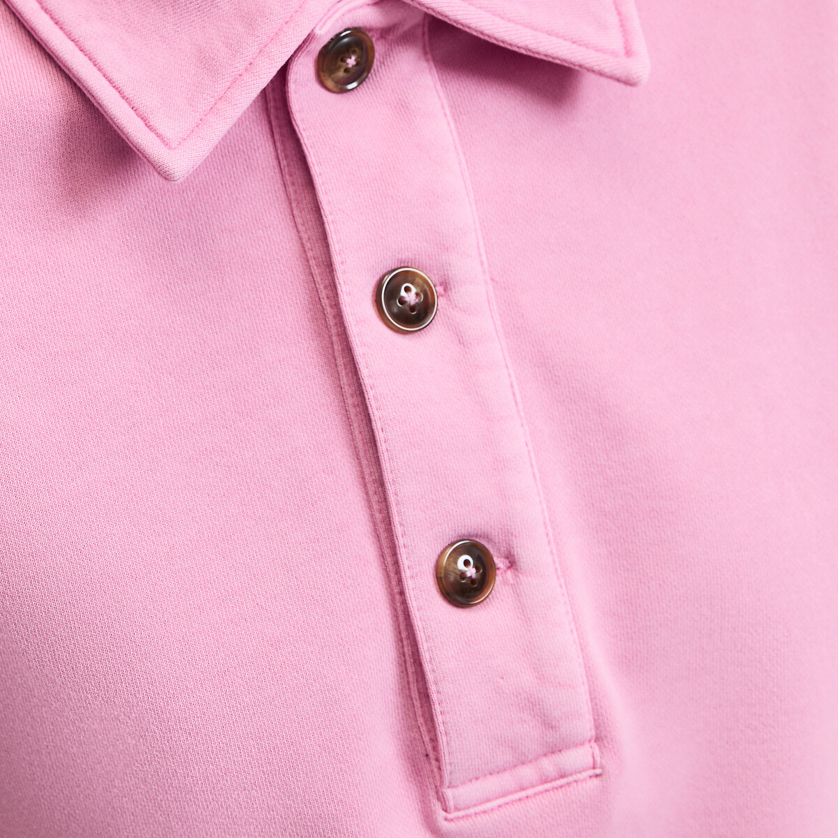 Felpa con collo a polo, puro cotone rosa, LA REDOUTE COLLECTIONS