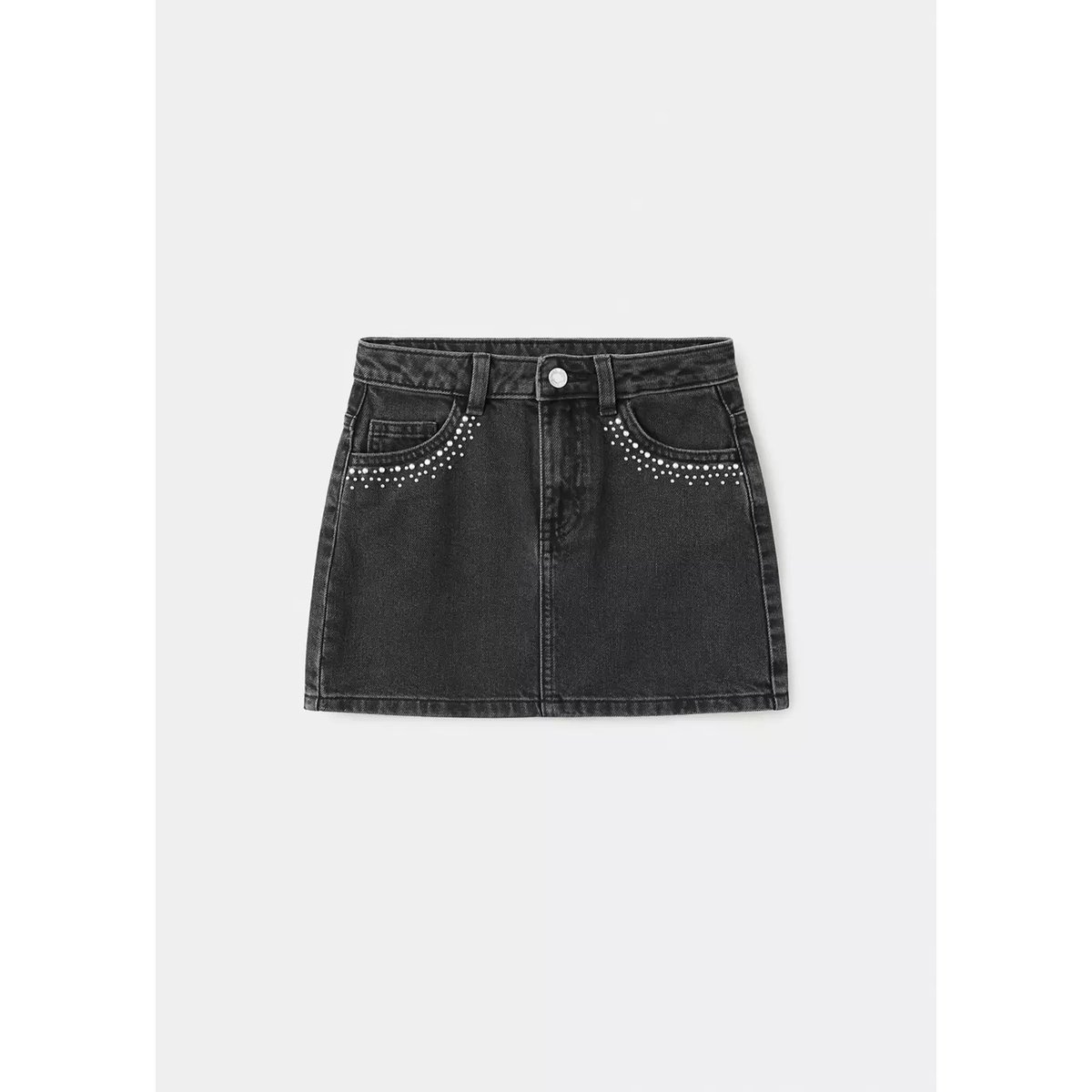 Jupe en jean ornée de strass black denim, MANGO KIDS
