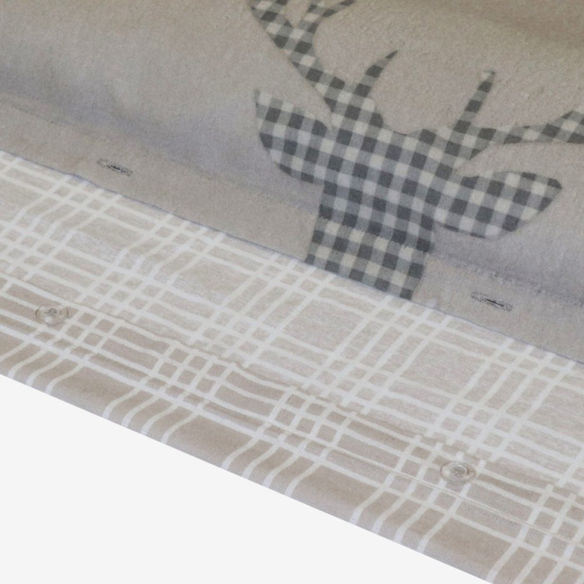 Housse de couette flanelle 100% coton + 2 taies d’oreiller gris, DECORATIE