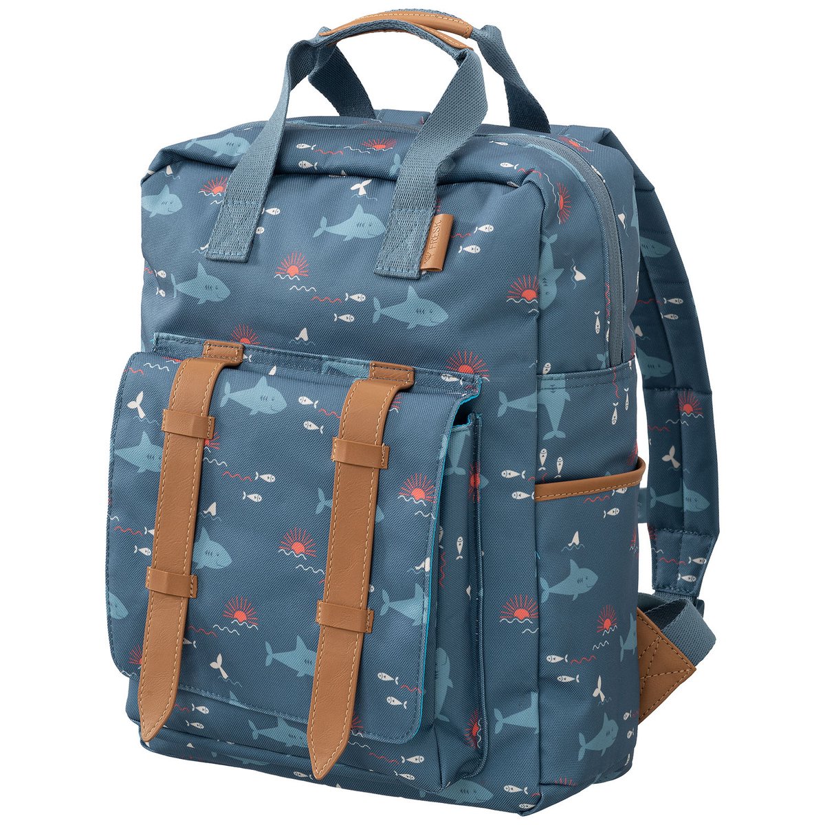 Sac à dos enfant bleu, orange, blanc, FRESK