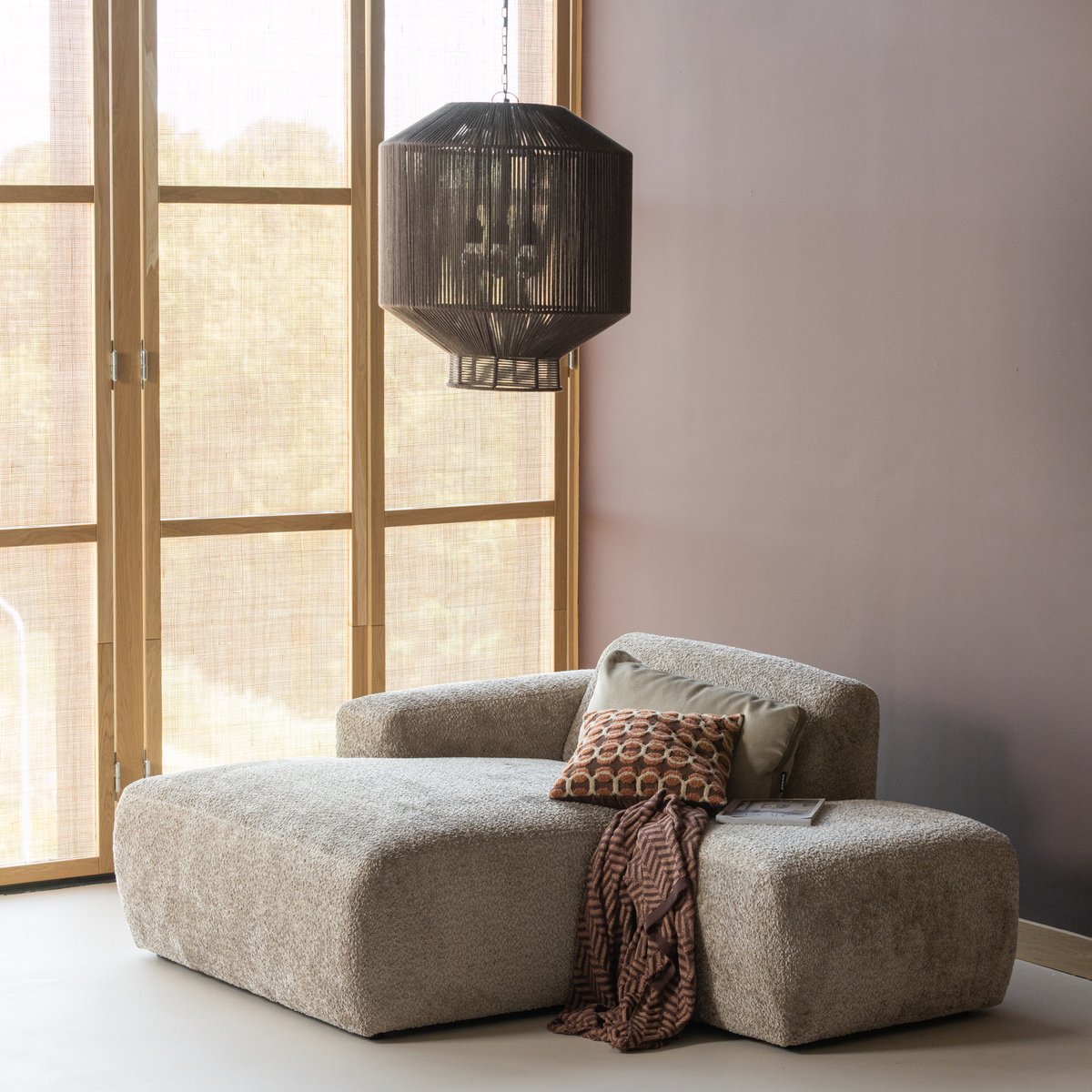 Élément chaise longue gauche laine MOJO BASE sable foncé, WOOOD