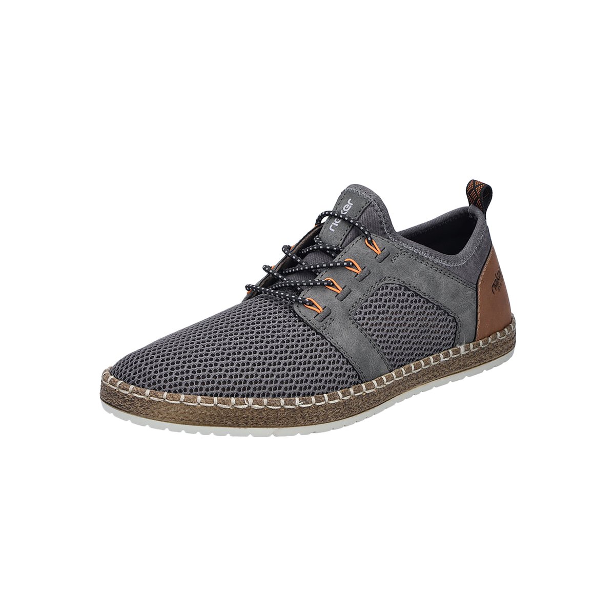 Sneakers en filet ajouré grises anthracite à semelle plate beige anthracite, RIEKER