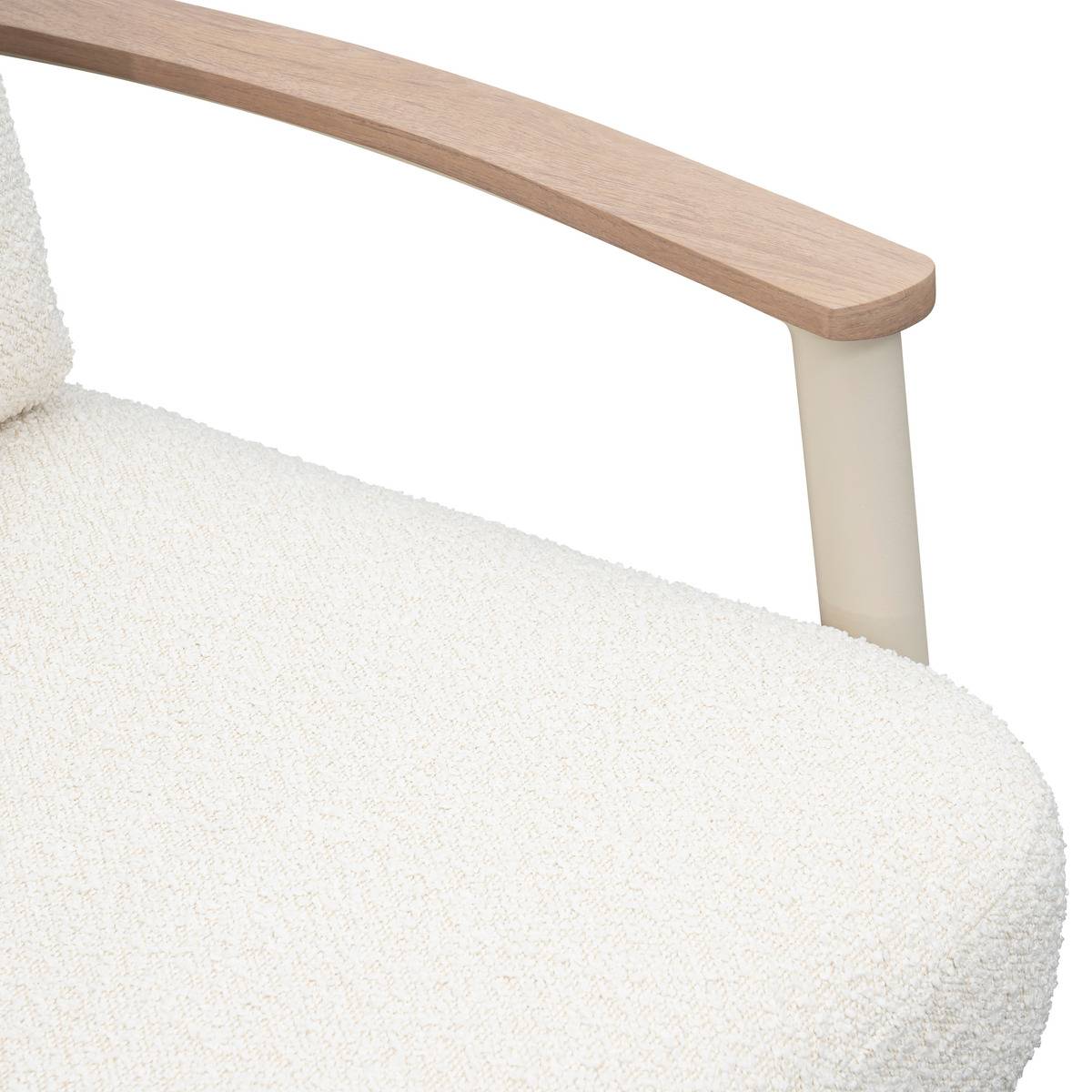 Fauteuil bas de jardin en aluminium effet bois et corde tressée MYLORE argile, HESPERIDE