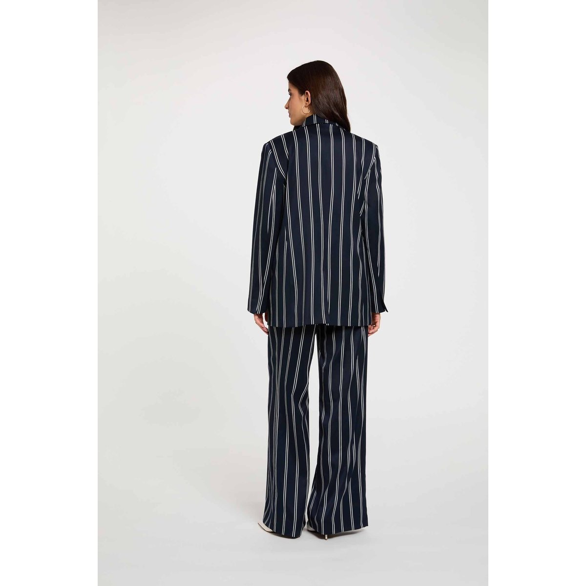 Blazer rayé col tailleur bleu marine, MORGAN