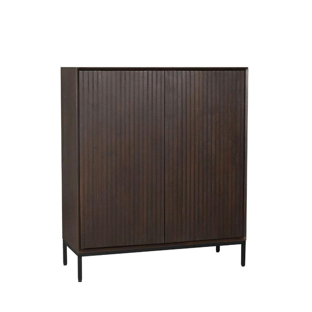 Petit buffet 2 portes en bois rainuré CORTINA marron, PIER IMPORT