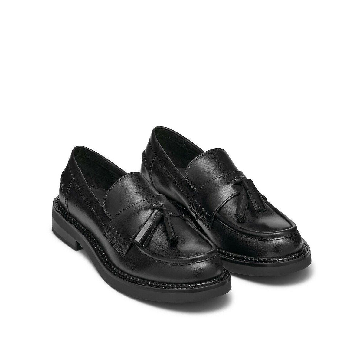 Mocasines transpirables de piel Serilda con borlas negro, GEOX