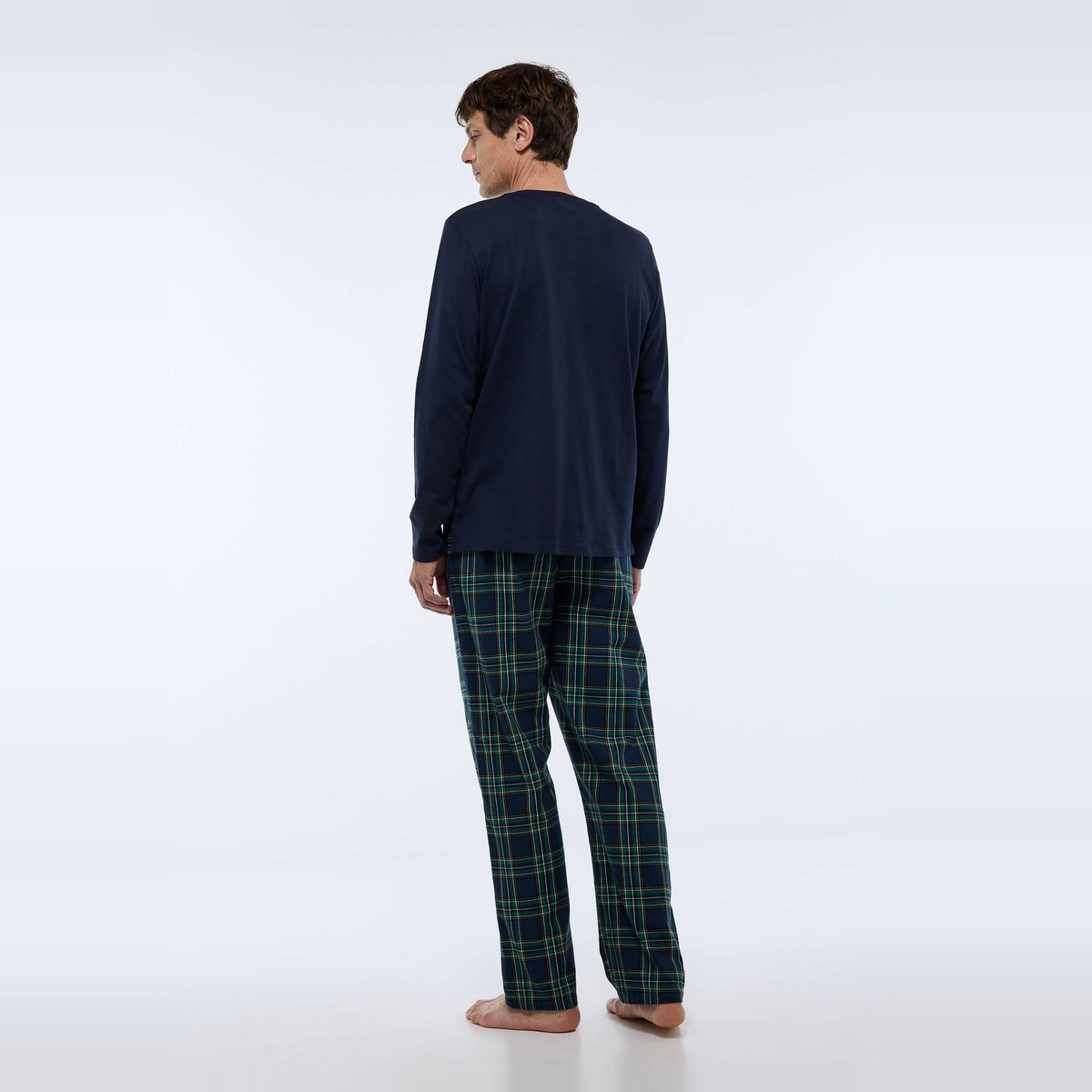 Pyjama manches longues en jersey et pantalon en flanelle en coton BIO GOTS. cedre, MONOPRIX