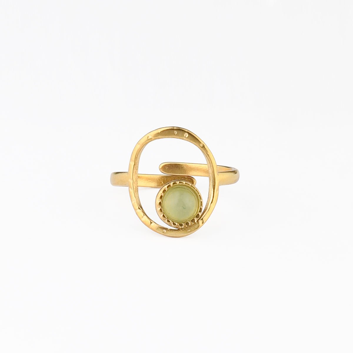 Bague ajustable en acier inoxydable avec pierre d'Aventurine vert, BALABOOSTE