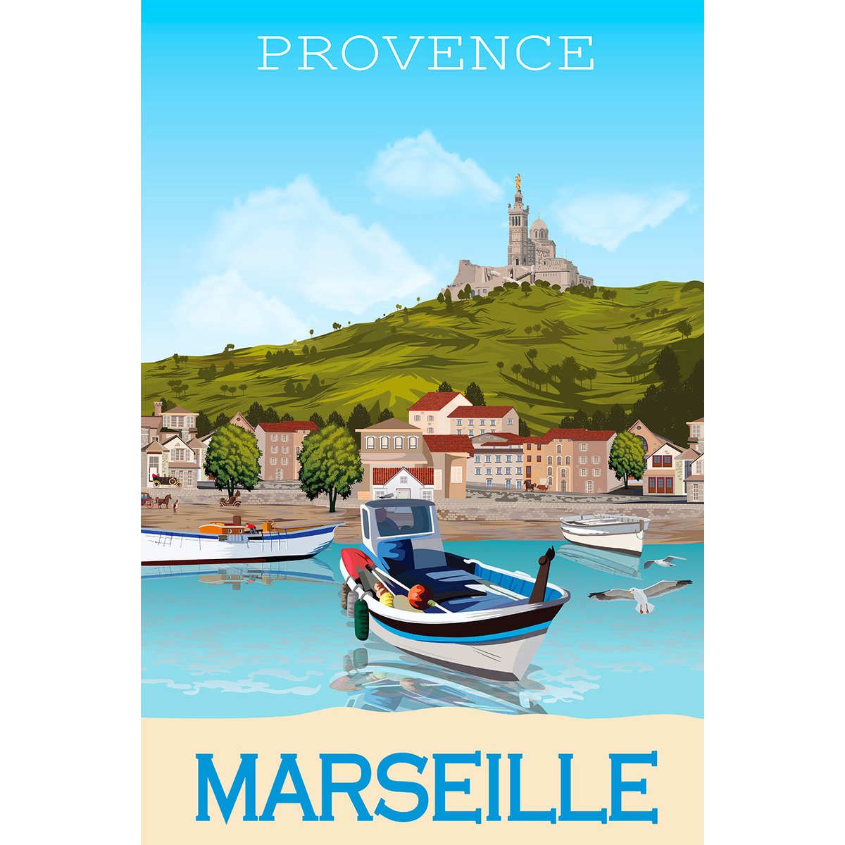 Tableau le vieux port marseille tableau alu dibond, HEXOA