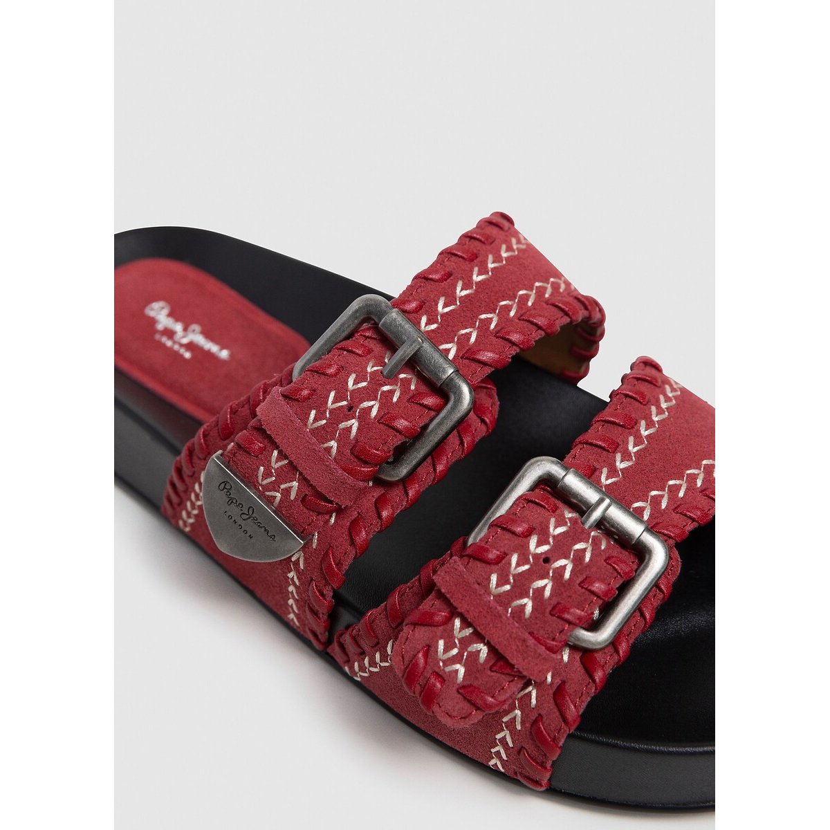 Mules doubles brides AGNES ETHNIC rouge, PEPE JEANS
