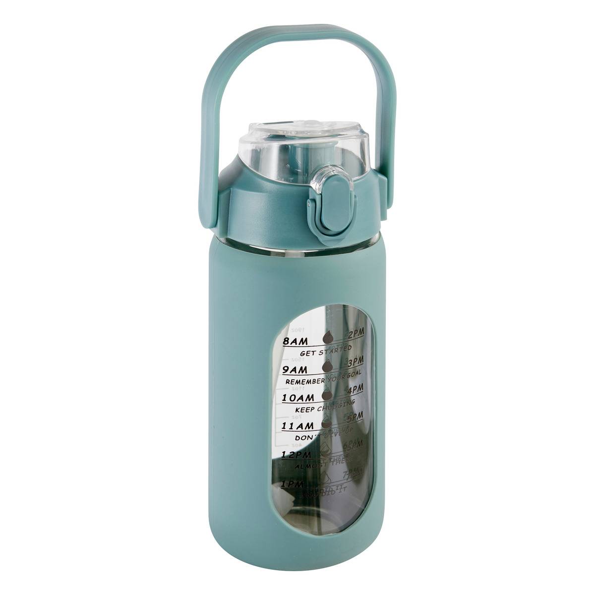 Bouteille en verre et silicone avec paille et housse 1L blanc, 5FIVE SIMPLY SMART