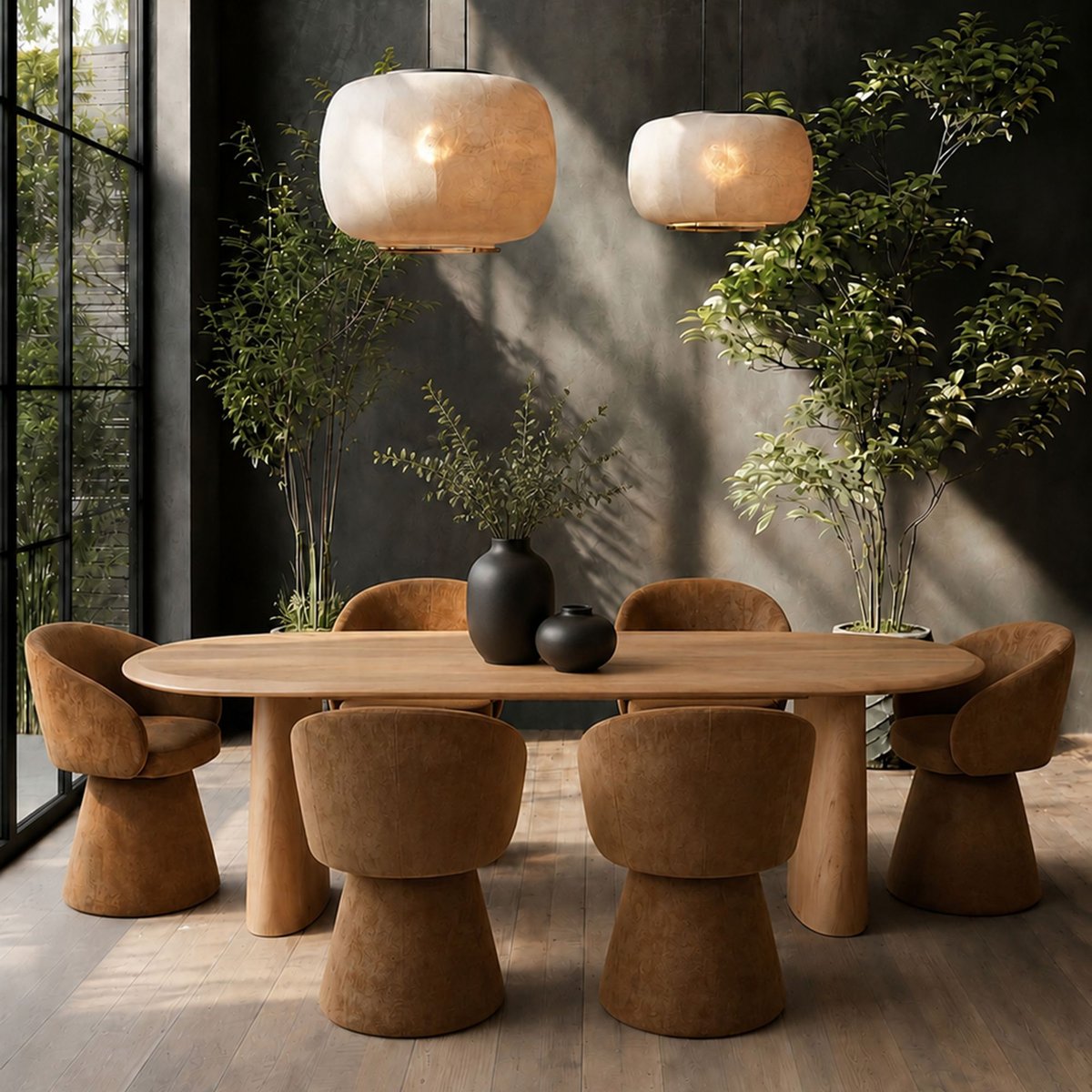 Fauteuil de table pivotant en velours, ALBA marron, NOW'S HOME