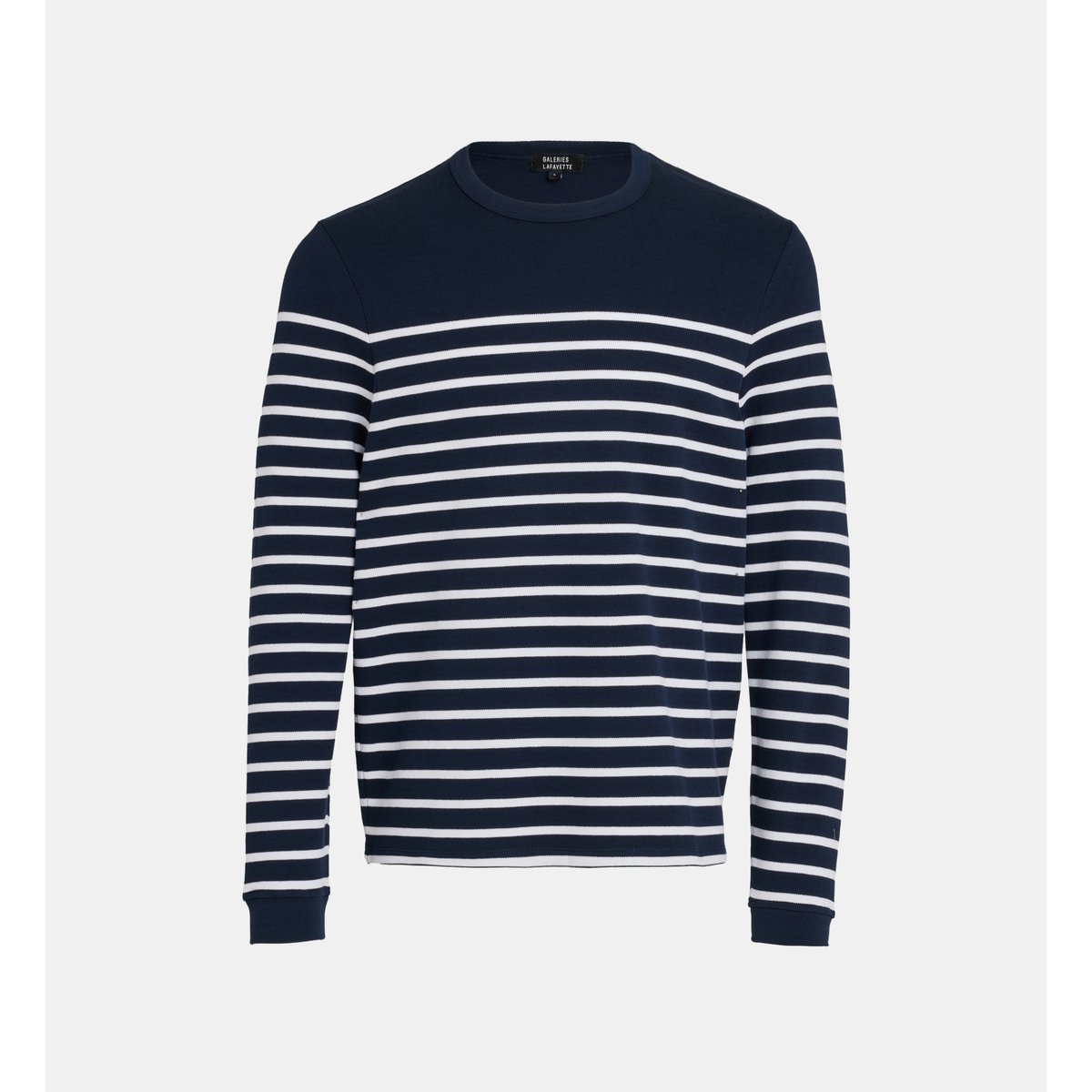 T-shirt marinière sarina manches longues coton piqué bleu marine, GALERIES LAFAYETTE