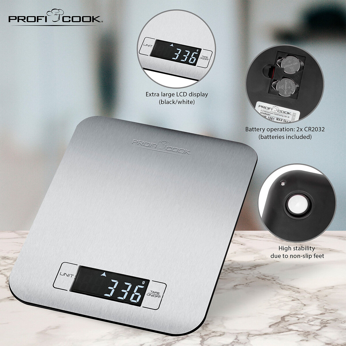 Balança de cozinha, da Proficook inox, PROFICOOK