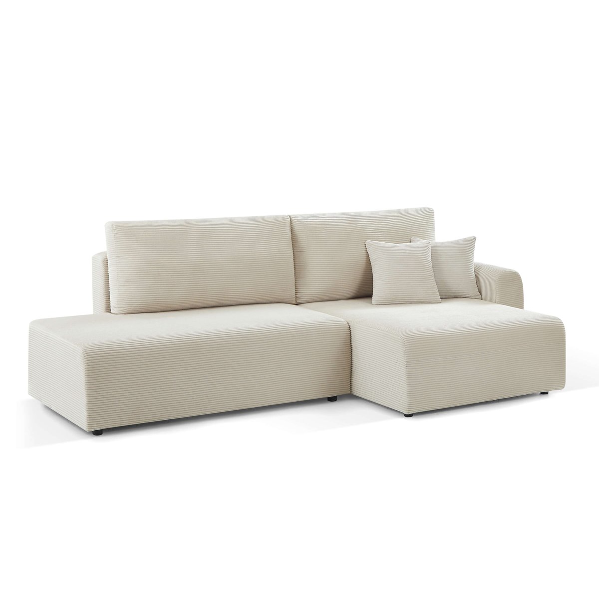 Canapé d'angle droit convertible DANILO beige, BAÏTA