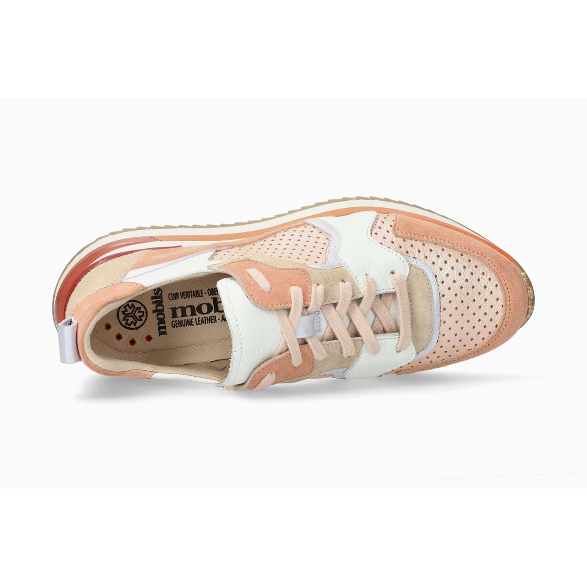 Baskets en cuir JANEL PERF corail peach 5146, MEPHISTO