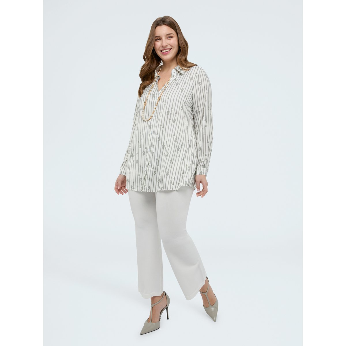 Pantalon Flare en maille blanc, FIORELLA RUBINO