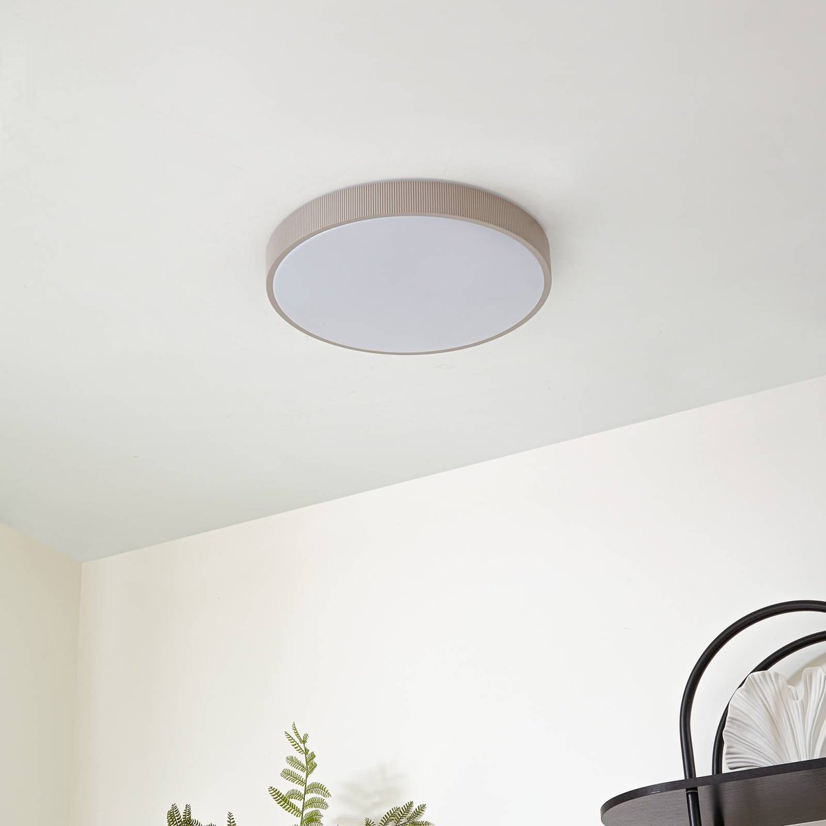 Plafonnier LED, Zylo blanc, taupe, LINDBY