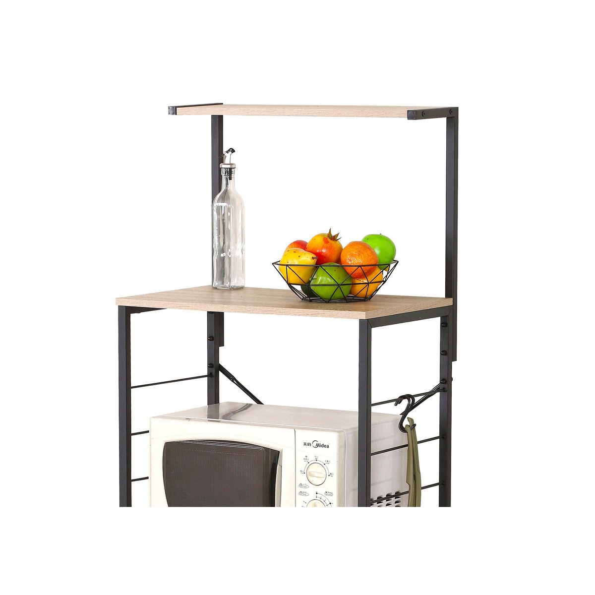 Étagère de cuisine en bois et métal noir - 60x40x123cm bois, URBAN LIVING