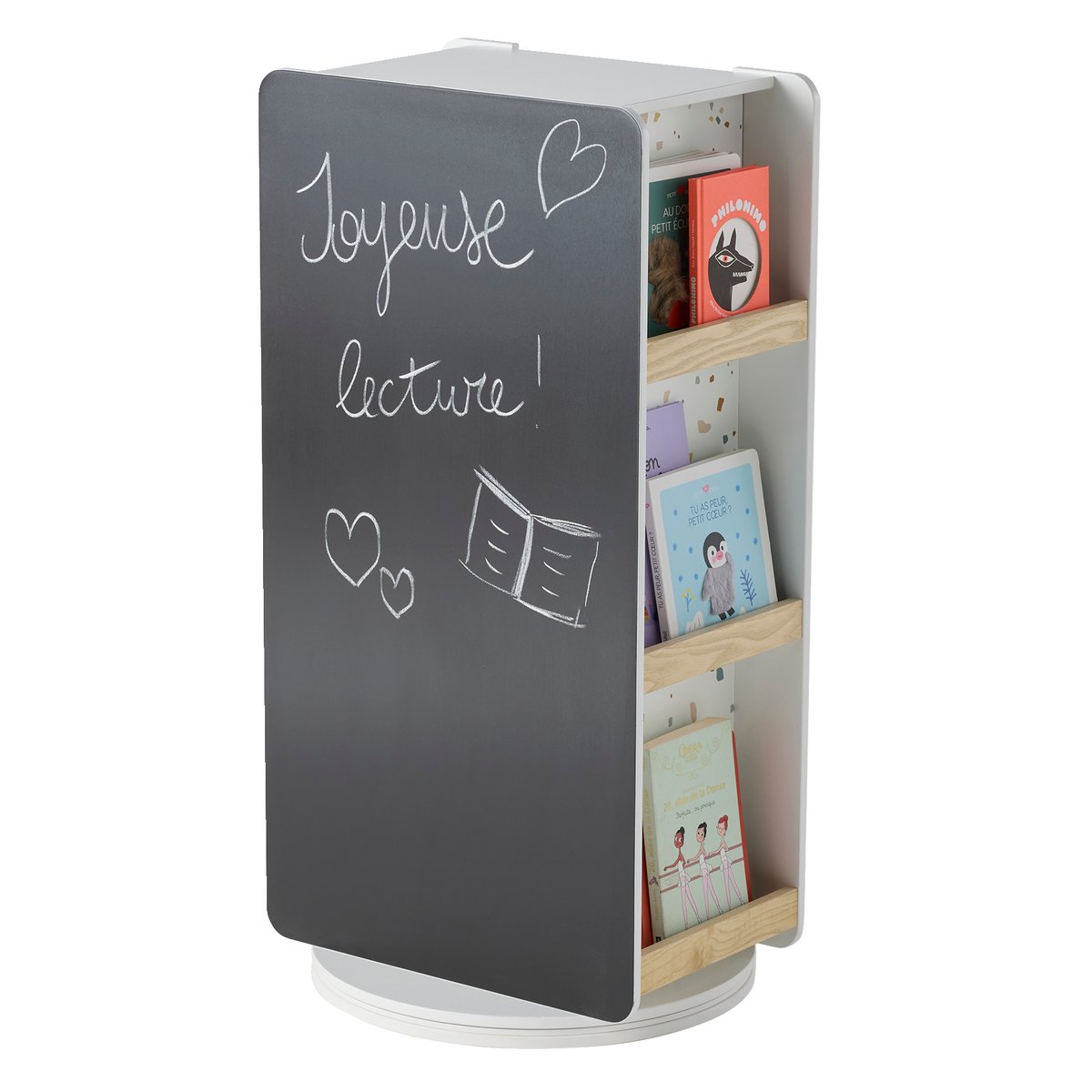 Bibliothèque meuble de rangement tournant LIGNE TERRAZZO beige, VERTBAUDET