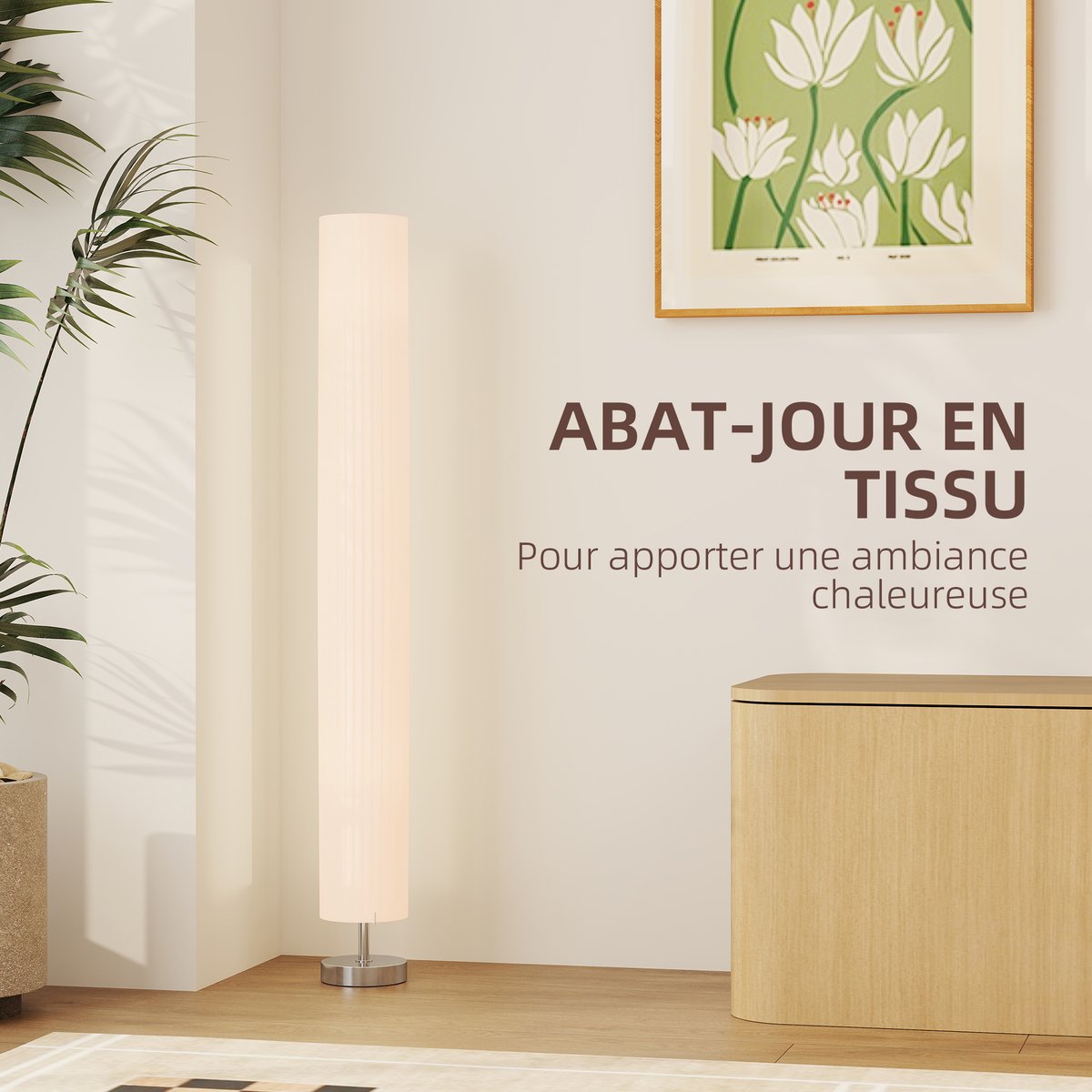 Lampadaire sur pied blanc, HOMCOM