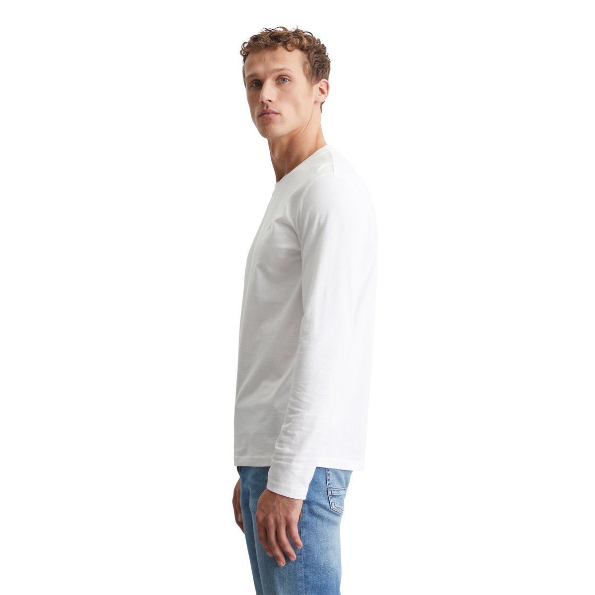 Manchette longue shaped en pur coton biologique blanc, MARC O'POLO