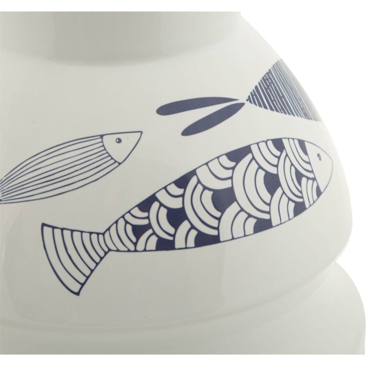 Vase en céramique décor poisson MODERN blanc et bleu, RECOLLECTION