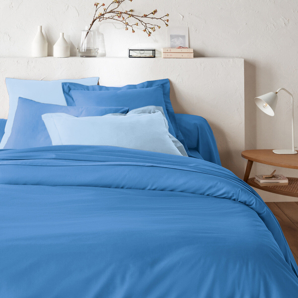 Housse de couette zippée unie en coton, Scénario bleu de provence, LA REDOUTE INTERIEURS