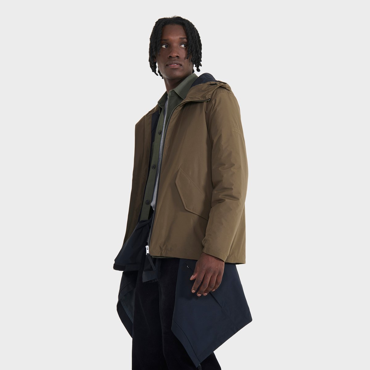Veste MTD coupe-vent zippée kaki, AIGLE
