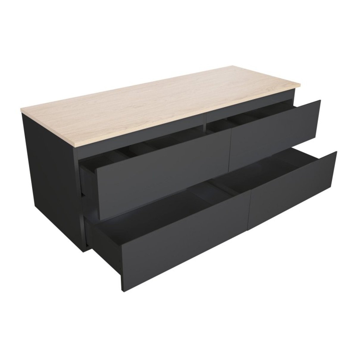 Ensemble meuble double vasque suspendu 120cm SORRENTO noir, MOB IN