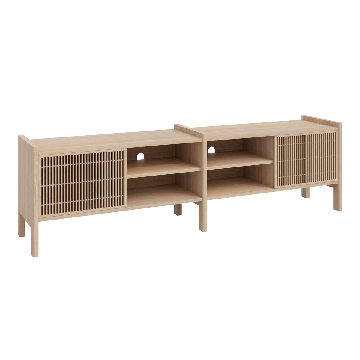 Meuble TV en pin massif verni MENDIA MOYEN bois clair, NAAN FURNITURE