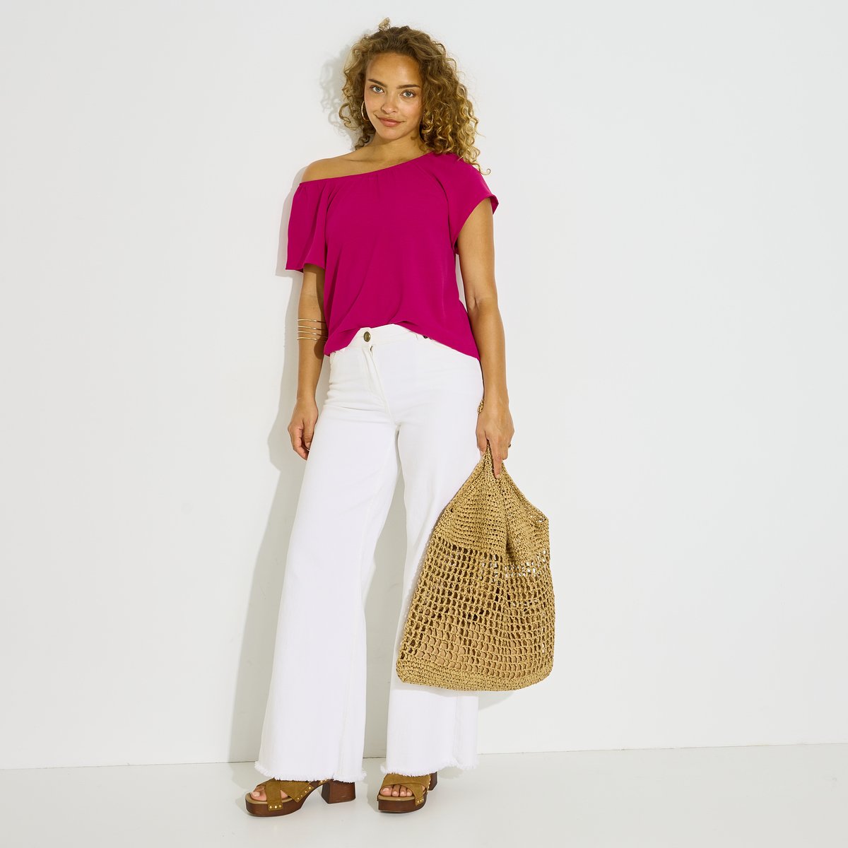 Blouse fluide manches courtes rose, GRAIN DE MALICE