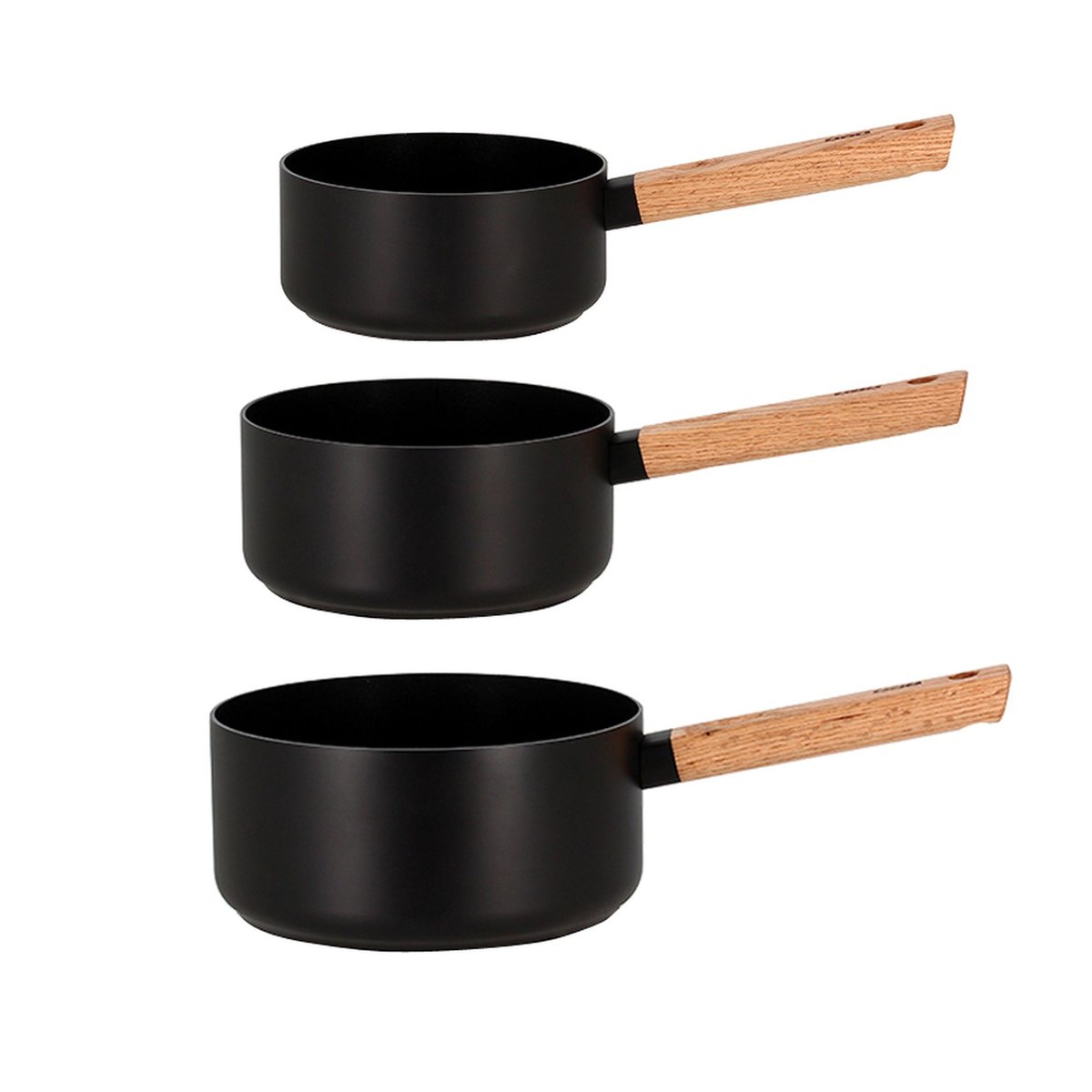 Set de 3 casseroles en aluminium, HECTOR naturel-noir, OGO LIVING