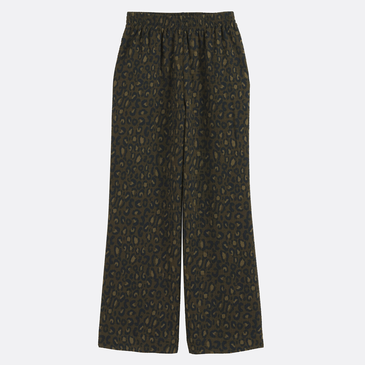 Weit geschnittene, fliessend fallende Hose mit Leopardenmuster und Dehnbund leopardenprint/khaki, LA REDOUTE COLLECTIONS
