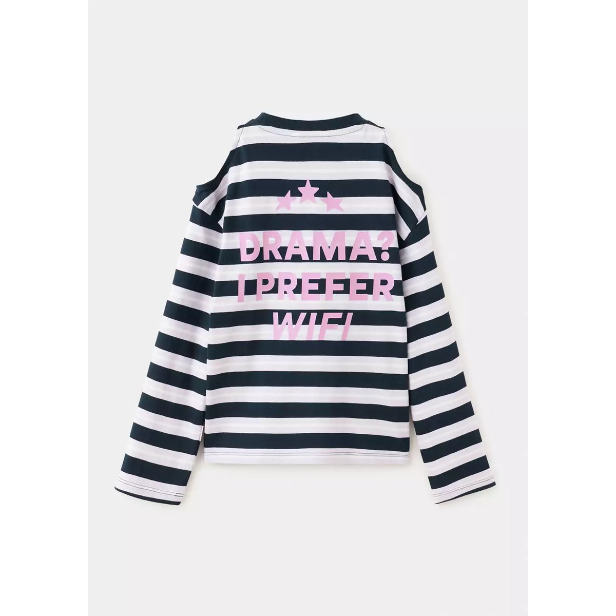 T-shirt coton à rayures message imprimé bleu marine, MANGO KIDS