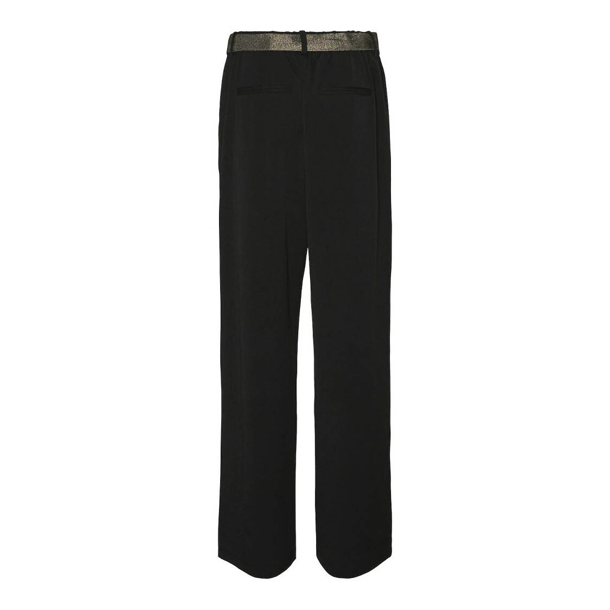 Rechte broek met strikceintuur zwart, VERO MODA