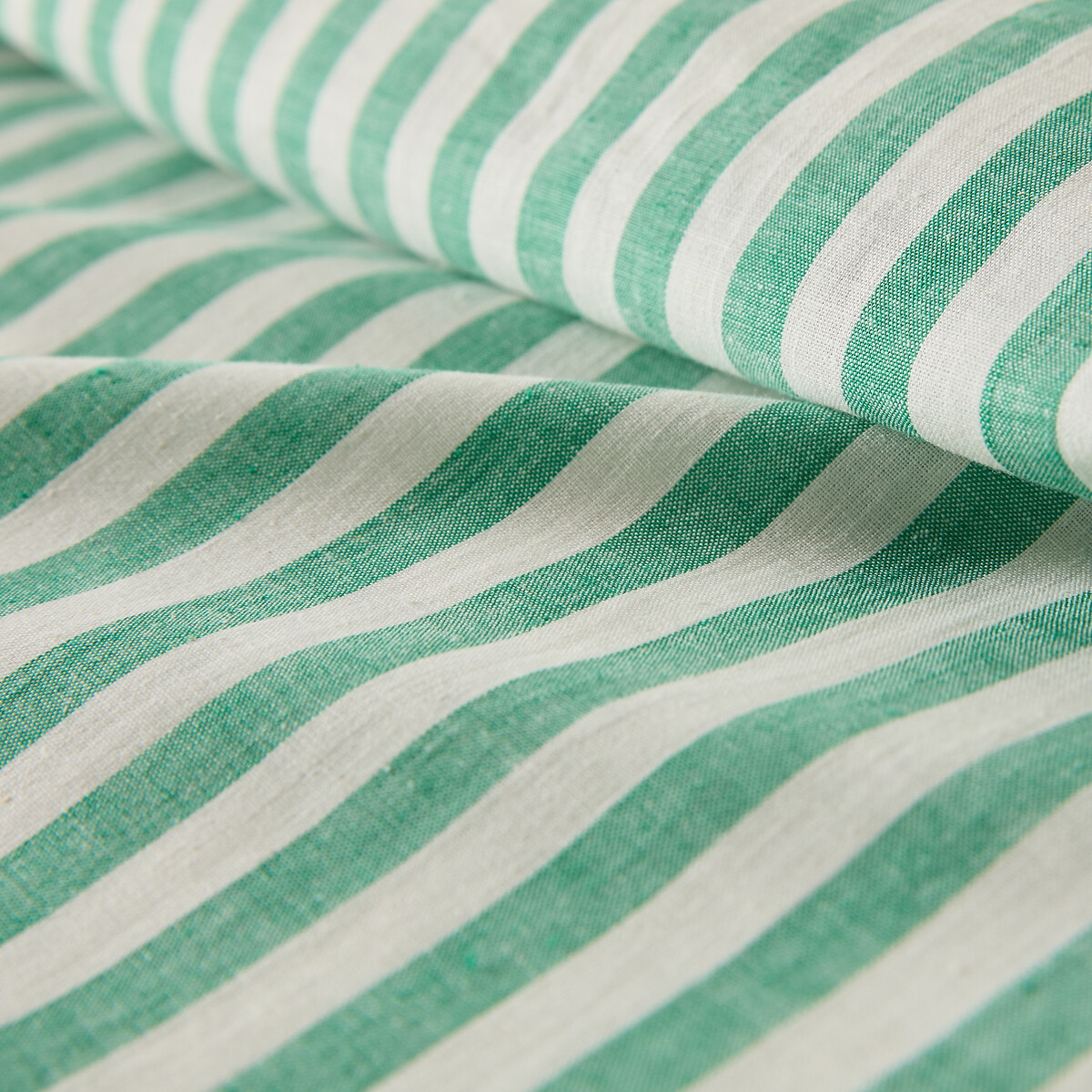 Soizic Green Cotton Duvet Cover green striped, LA REDOUTE INTERIEURS