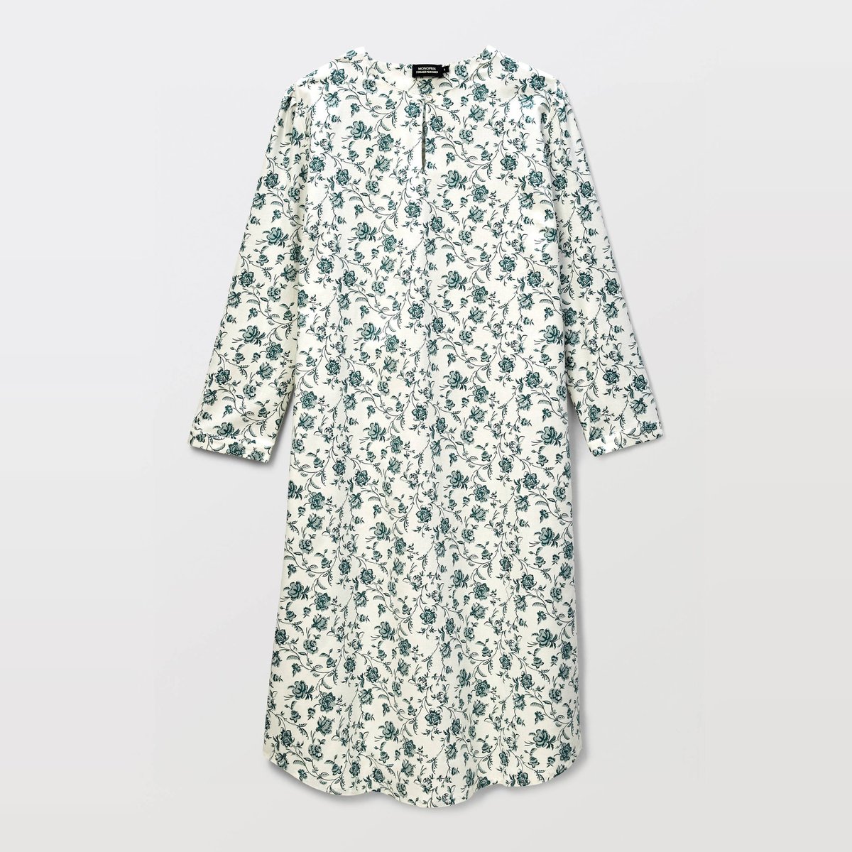 Chemise de nuit imprimée en coton gratté ecru, MONOPRIX