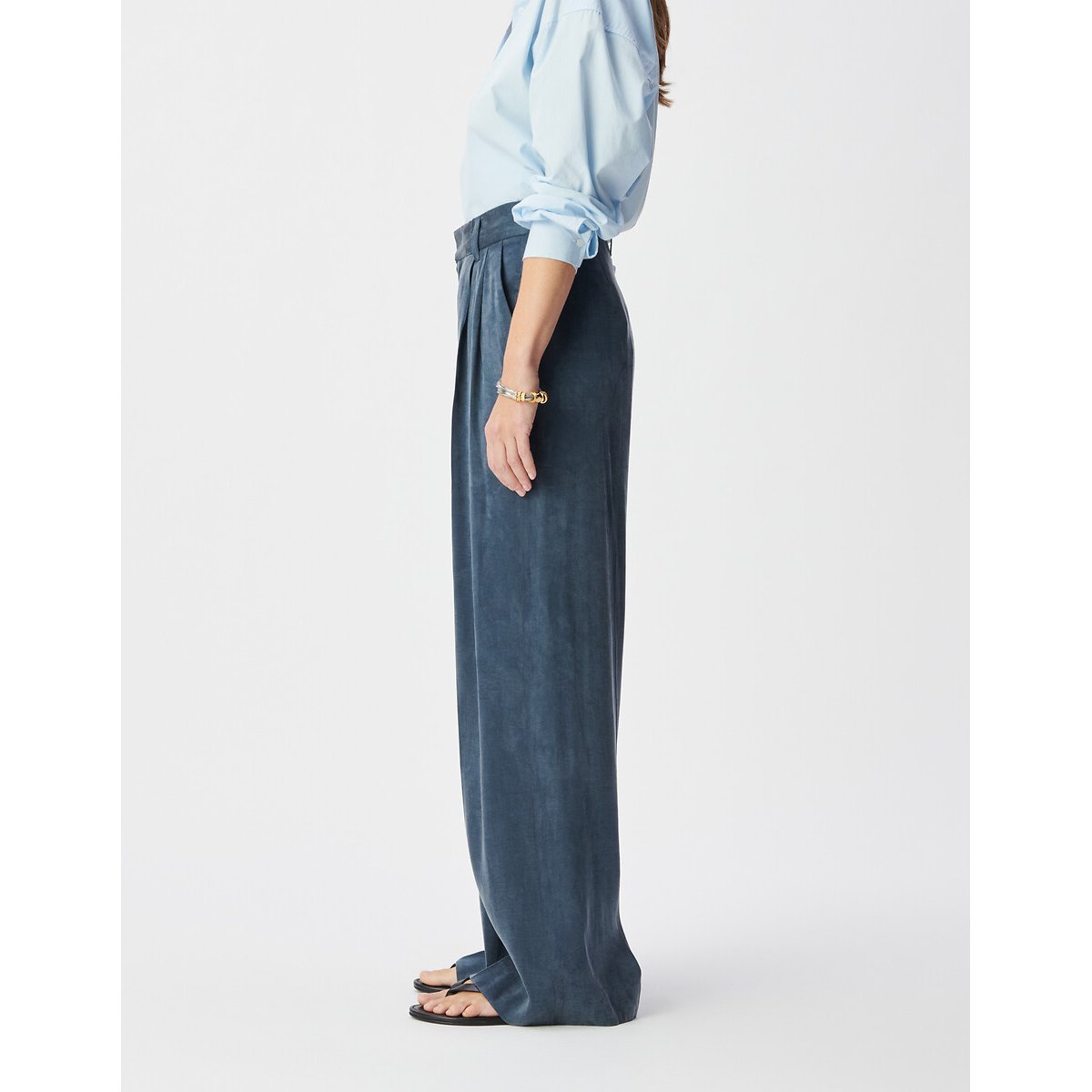Pantalon de tailleur large à pinces marine, IKKS