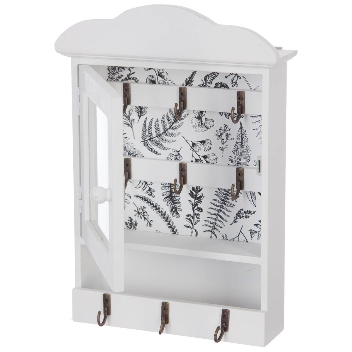 Boîte à clés en bois vitrée BEAU MANOIR blanc, ATMOSPHERA