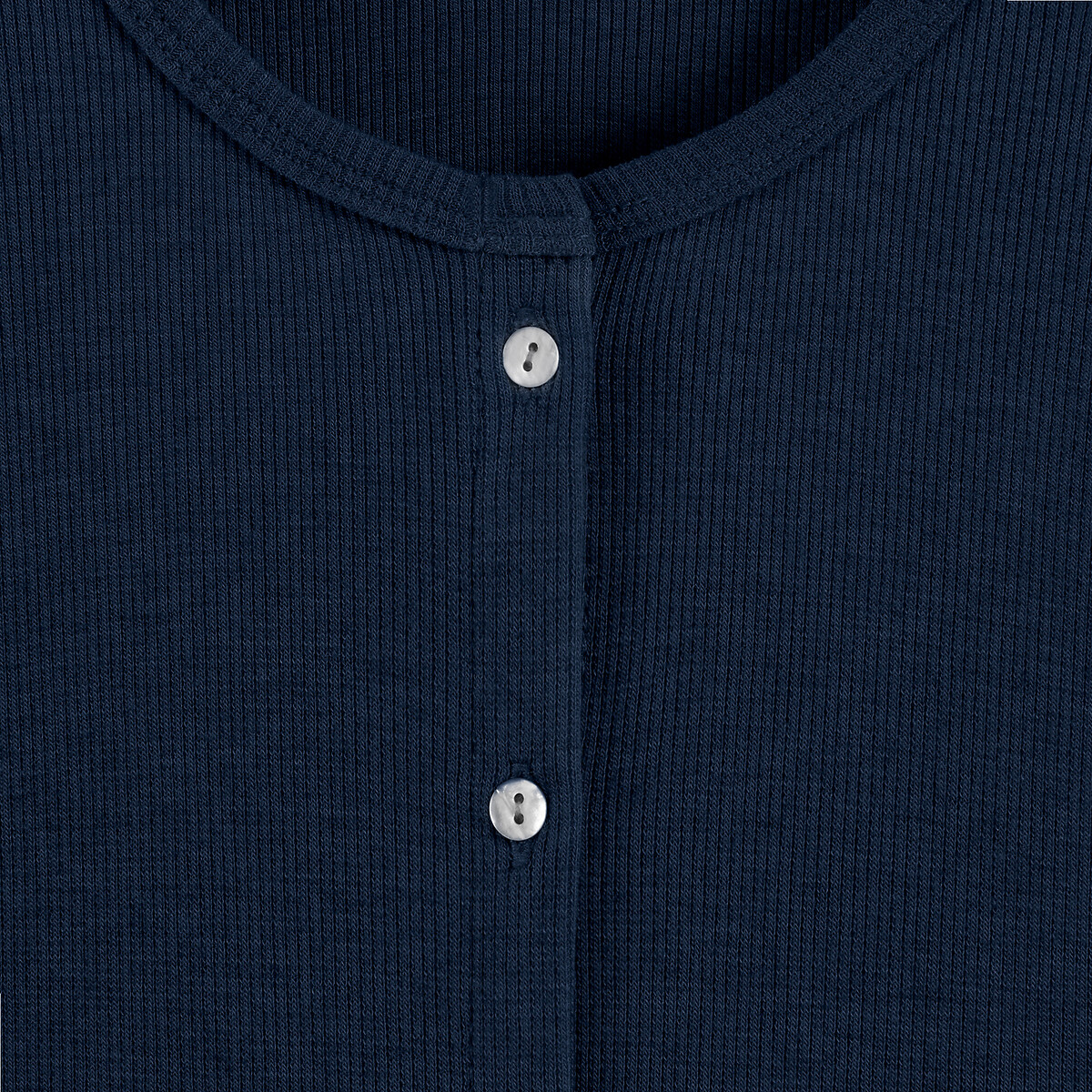 Long Sleeve Cardigan T-Shirt in Lyocell Blend navy blue, ANNE WEYBURN