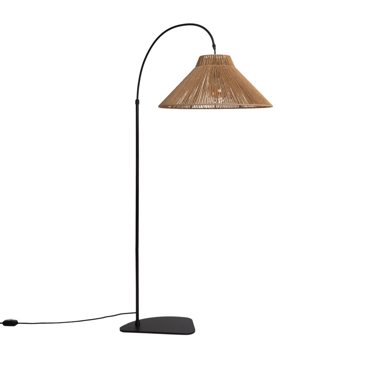 Lampadaire en métal avec abat-jour en corde H155cm- VANO bois clair, DRAWER