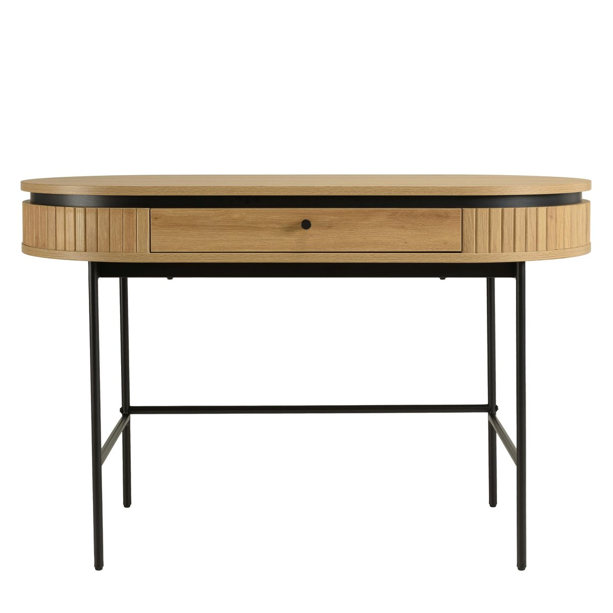 Bureau 1 tiroir bords arrondis décor strié JINAN bois naturel, PIER IMPORT