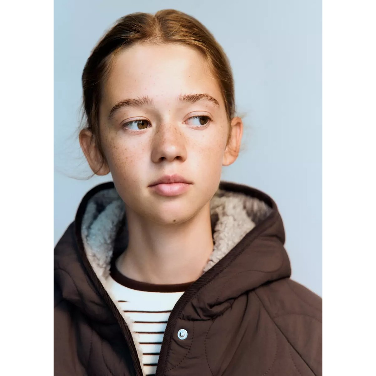 Anorak matelassé moutonné marron, MANGO KIDS