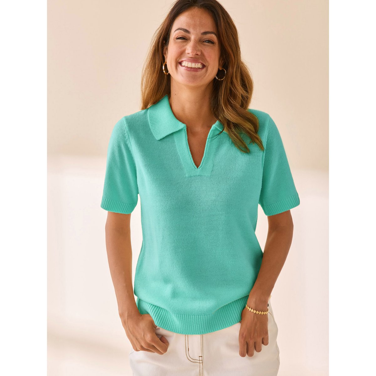 Pull polo manches courtes vert, DAXON