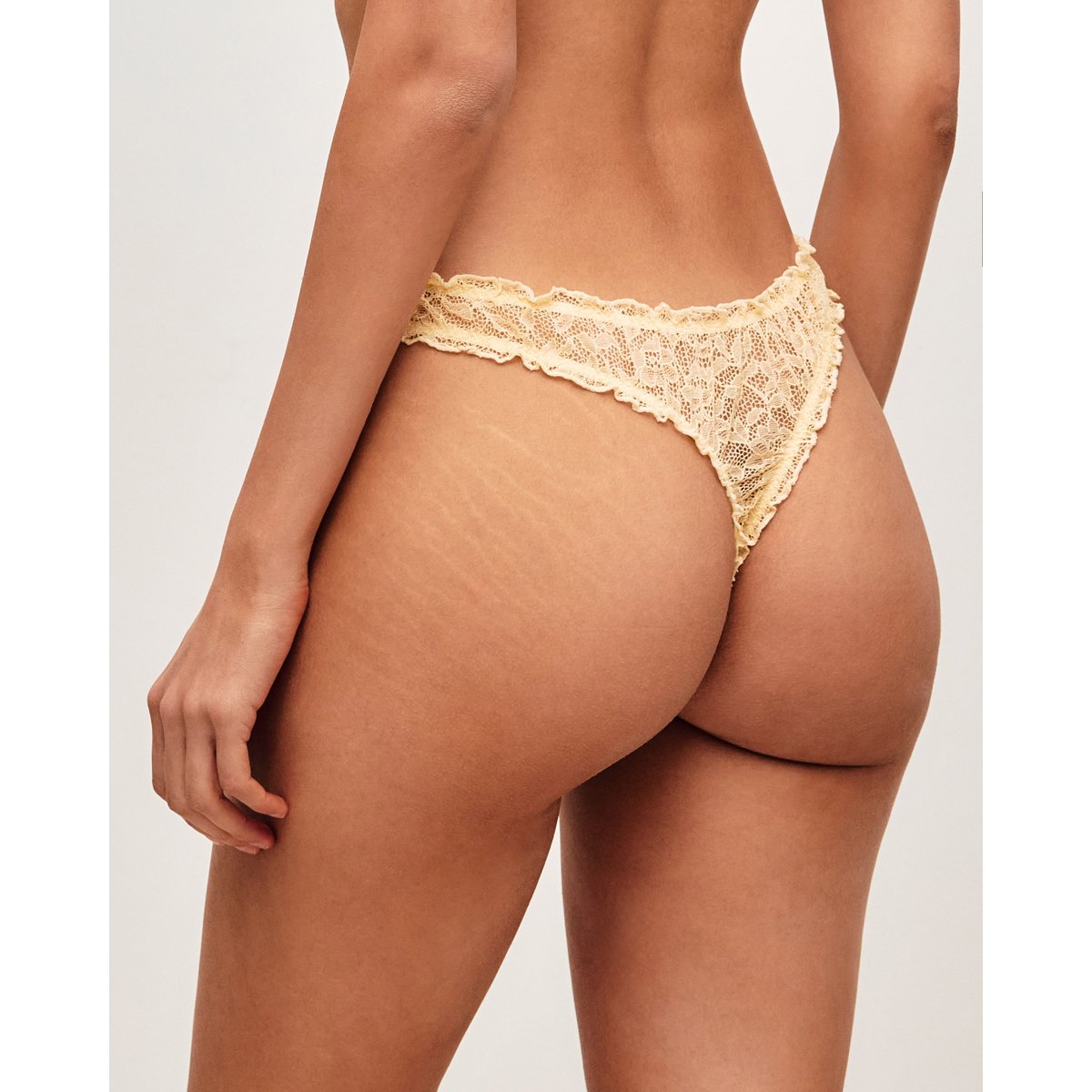 String en dentelle avec bananes brodées BANANASPLITIZ jaune, UNDIZ