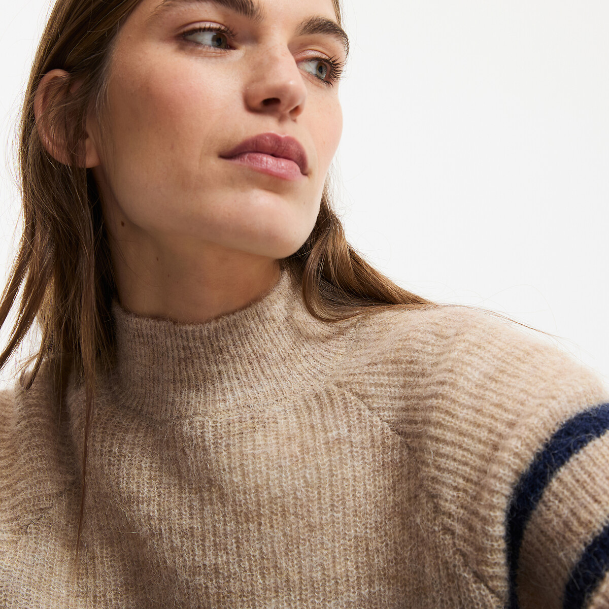 Pull rayé alpaga mélangé Signature ARISTIDE rayé beige/marine, LA REDOUTE COLLECTIONS