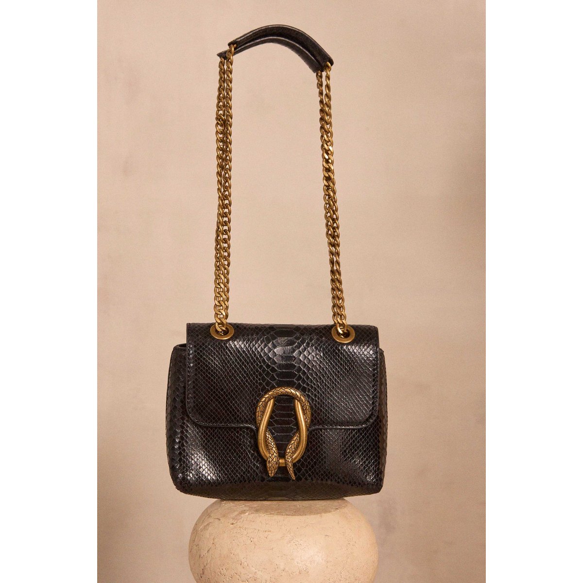 Sac en cuir LEON MINI noir, Maison 123