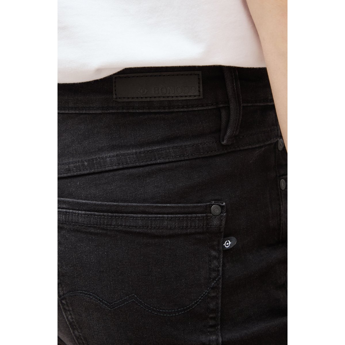 Jeans slim taille haute denim noir, BONOBO