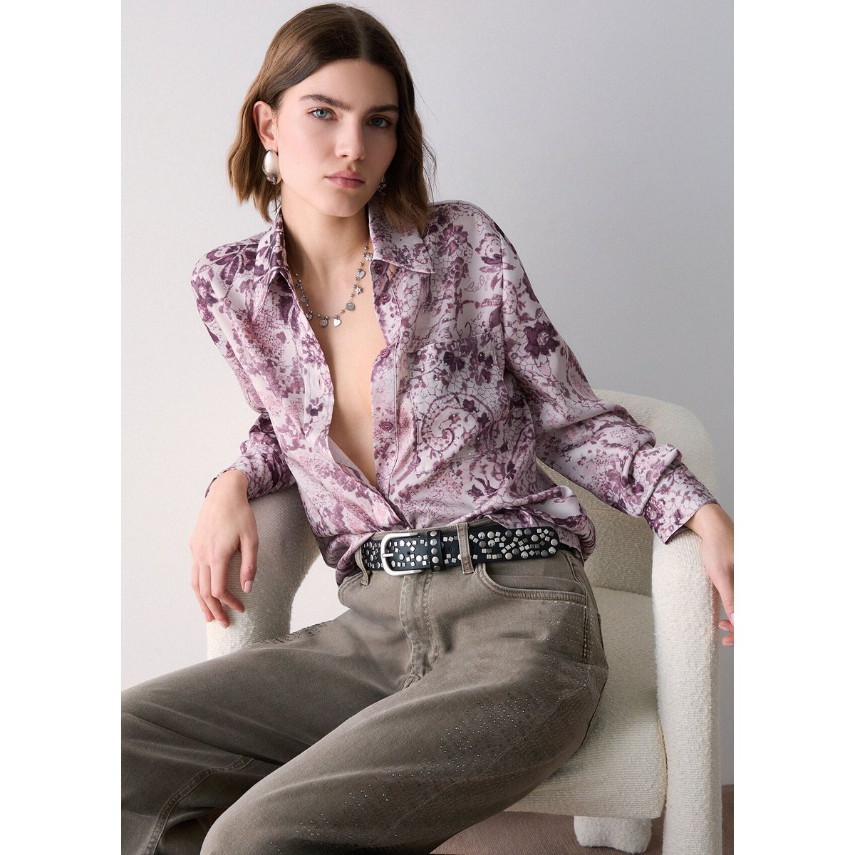 Chemise en twill imprimé rose, LIU JO